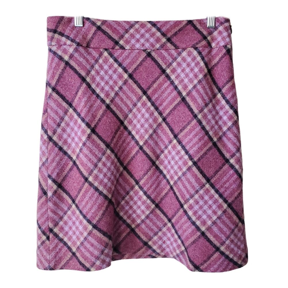 Purple Lavender Plaid Mini Wool Skirt 8 Preppy Academia Clueless Ladylike Twee